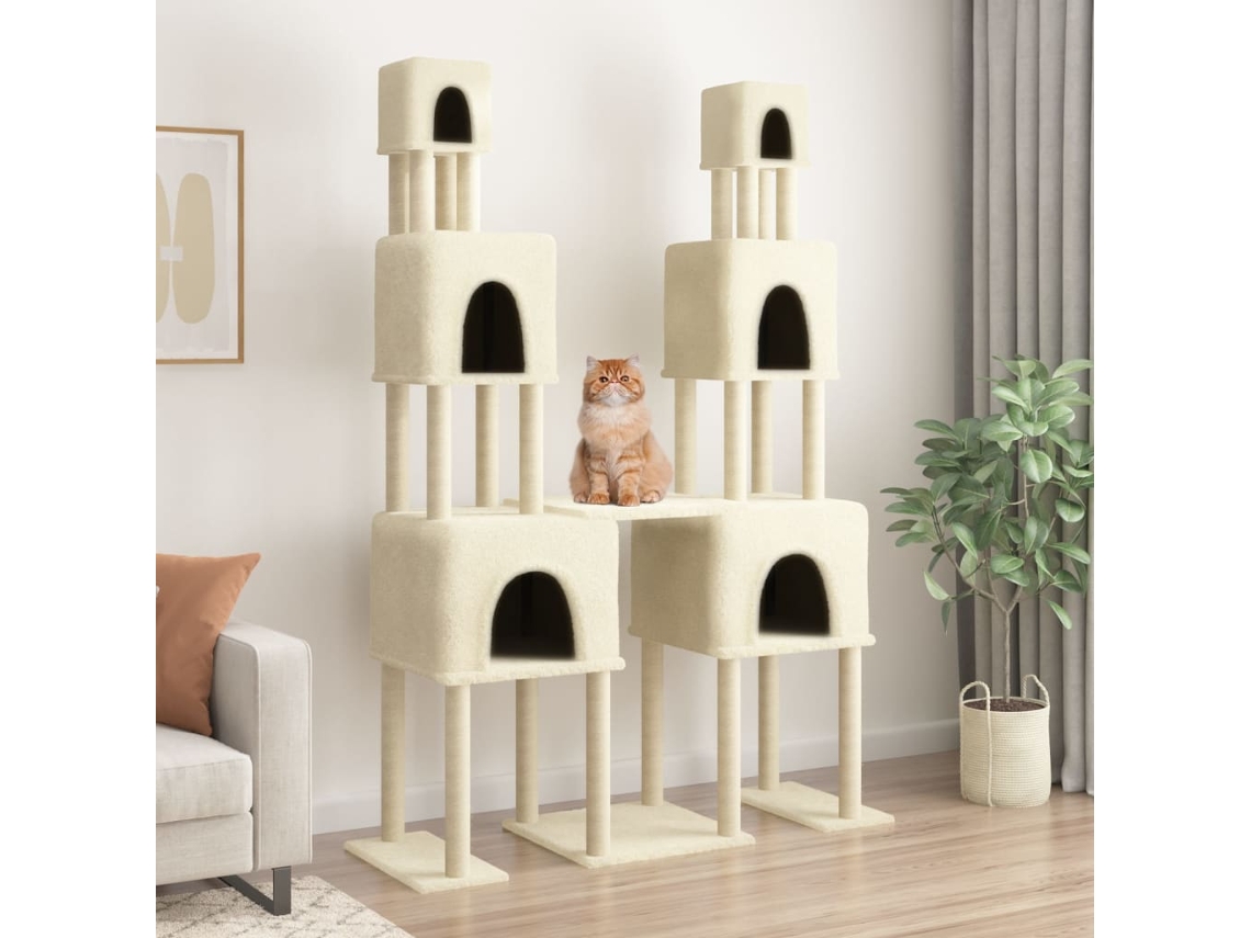 Vidaxl Árvore C/ Postes Arranhadores Sisal 199 Cm Cor Creme