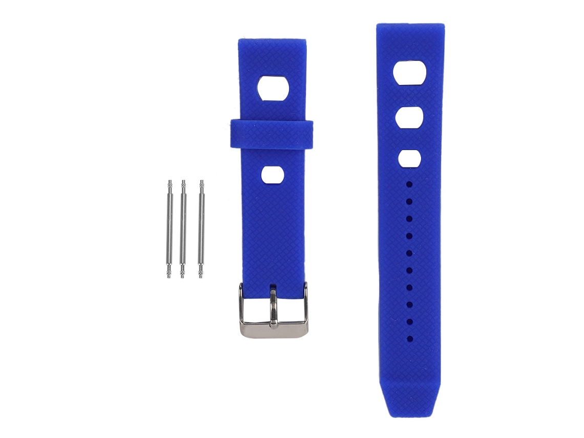 Pulseira de silicone para relógio com fivela, 20 mm, à prova d'água e resistente ao suor, azul.