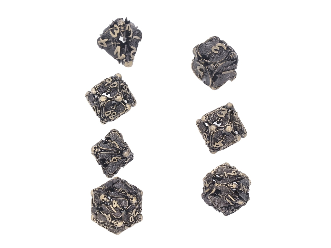 Primerox conjunto de Dados de Latão Oco Poliédrico 7pcs para Rpg e Jogos de Tabuleiro