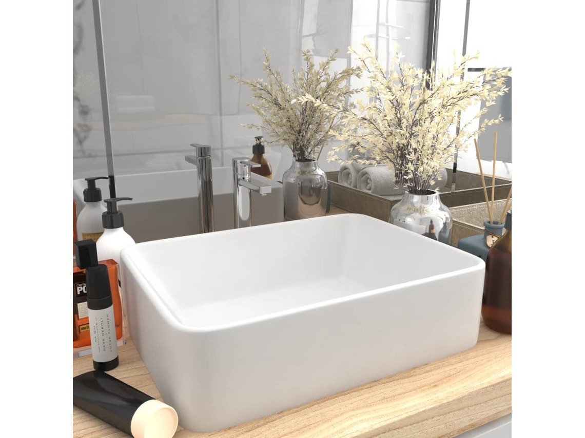 Vidaxl Lavatório Luxuoso 41x30x12 Cm Cerâmica Branco Mate