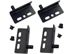 Conjunto De 4 Dobradiças Pivotantes Pretas Em Ângulo Reto Com Bucha. Acessórios Com Parafusos E Tampas De Plástico