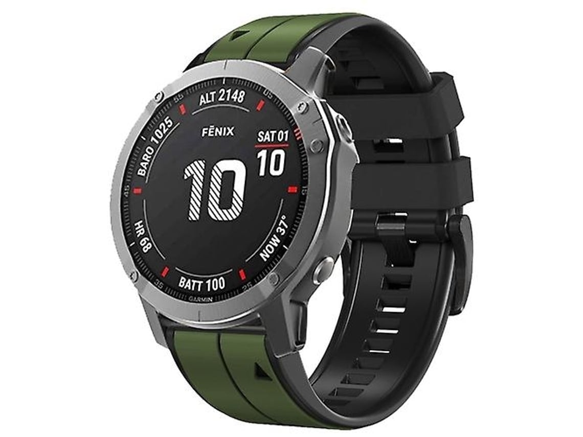 Pulseira De Relógio Lurelia Para Garmin Fenix 7x Listras Verticais Em Silicone Bicolor Exército Verde Preto