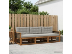 Vidaxl Conjunto De Sofás Para Exterior 3 Pcs Natural E Cinza Claro