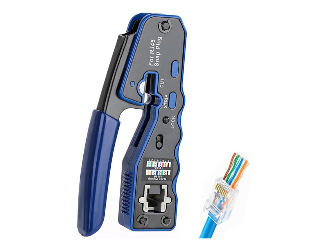 Alicate de Crimpagem Rj45 com Decapador e Testador de Rede Compatível com Cabos Ethernet AQUAFORGE