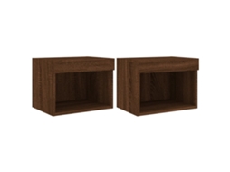 Bedside Cabinet, Bedside Cabinets Vidaxl Marrom Madeira Processada (n/a)