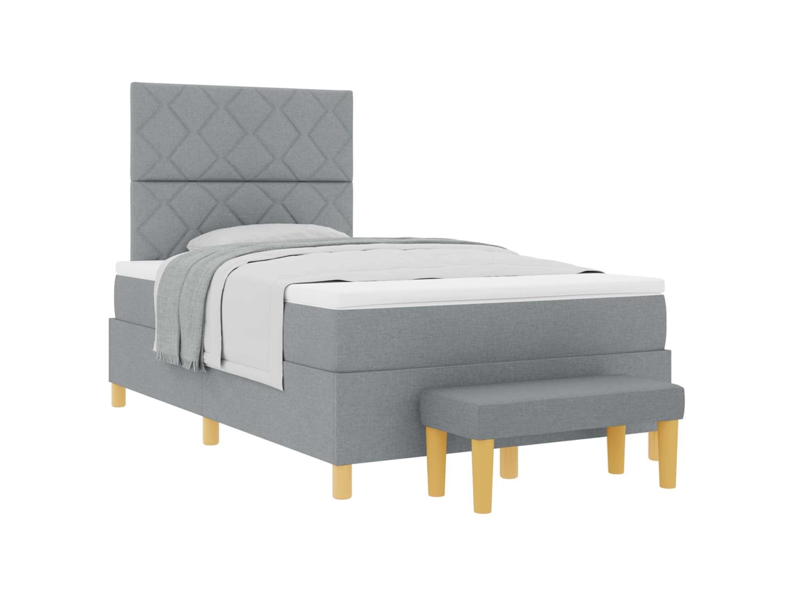 Cama Box com Colchão Cinzento Claro Tecido MAISON EXCLUSIVE (120x200 cm)