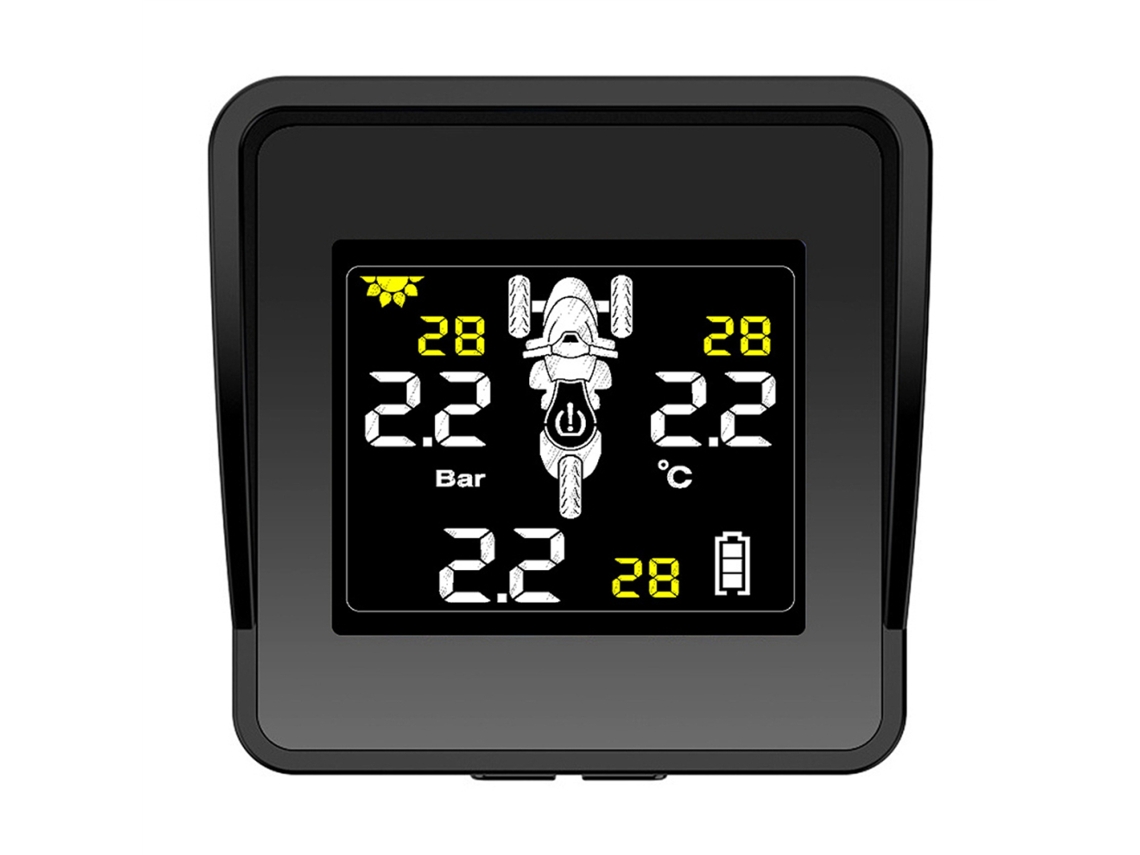 Sistema De Monitorização Da Pressão Dos Pneus Sem Fios Solar Para Motociclos Com Display Lcd E 3 Sensores Externos_yua