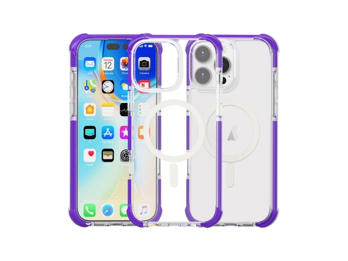 Capa De Acrílico Transparente À Prova De Choque Para Iphone 16 Pro - Magnética - Magsafe
