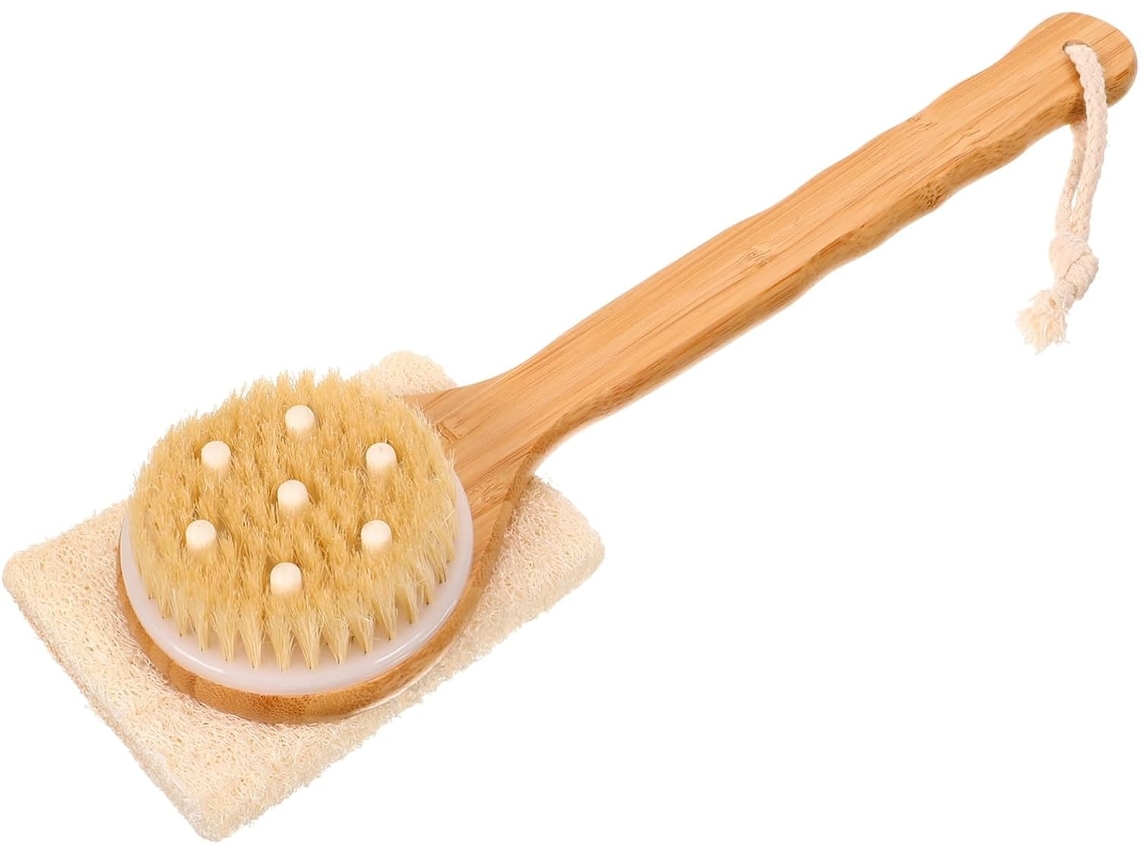 Lurelia Bucha Vegetal De Banho Para Costas E Corpo, Bucha Vegetal E Cabo Longo, Uso Diário Confortável
