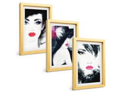 Composição De Quadros Retratos De Mulheres Com Lábios Espelharte (3 Peças 20x30 Cm)