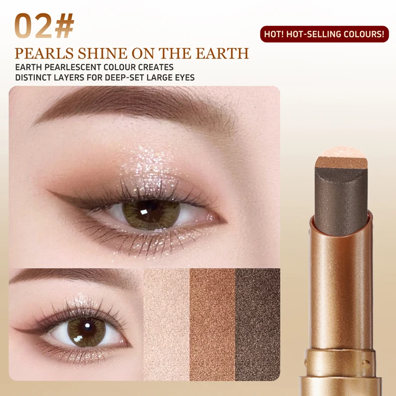 Sombra Em Bastão De Três Cores, Brilhante E Ideal Para Iniciantes.