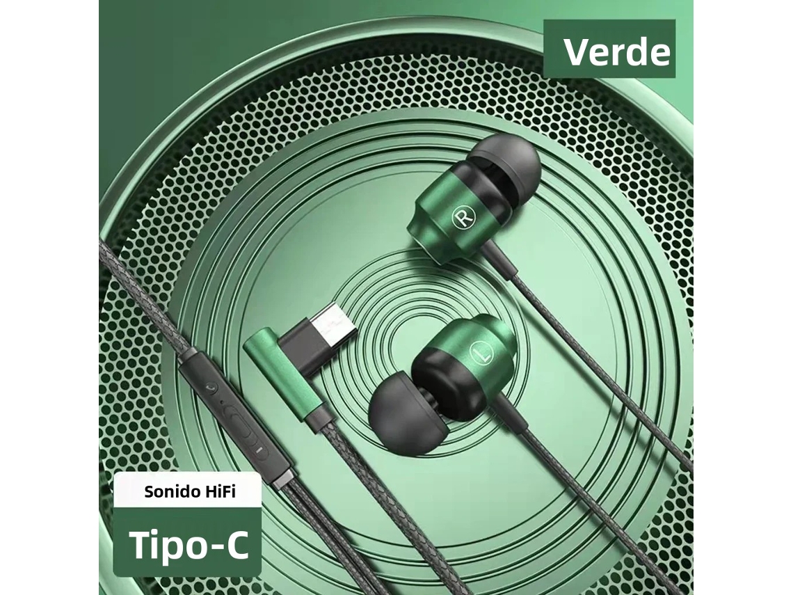 Fone de Ouvido para Jogos , Graves Estéreo, Fones de Ouvido Magnéticos Hiif MDUG (tipo C Verde)