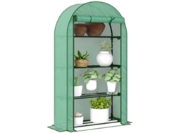 Estufa Pequena com 4 Prateleiras Porta Enrolável Cobertura de Pe e Estrutura de Aço para Cultivos 105x45x160 Cm Verde Ge