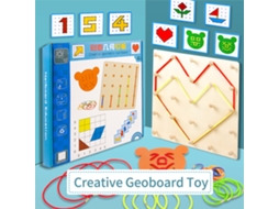 Tabuleiro Geométrico De Madeira 5x5 Com Elásticos Brinquedo Educativo Montessori Para Crianças