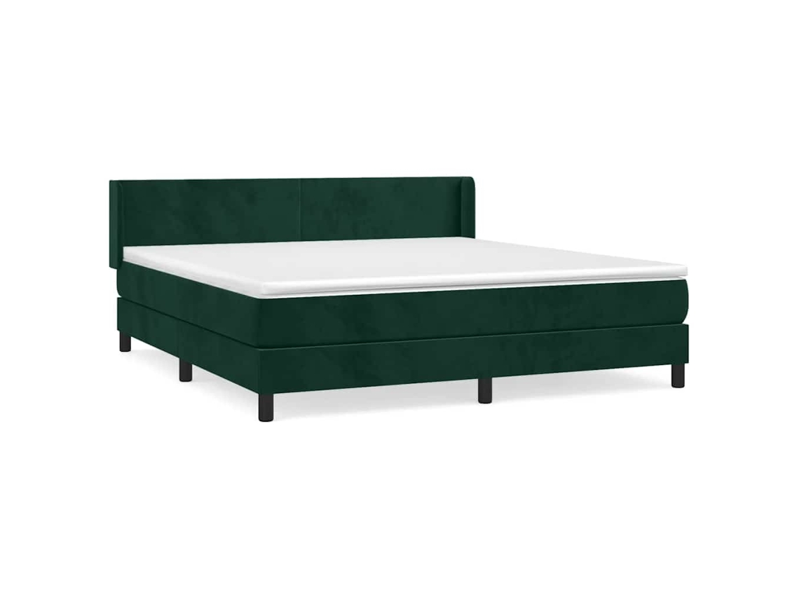 Cama com Molas/colchão 160x200 Cm Veludo Verde escuro MAISON EXCLUSIVE