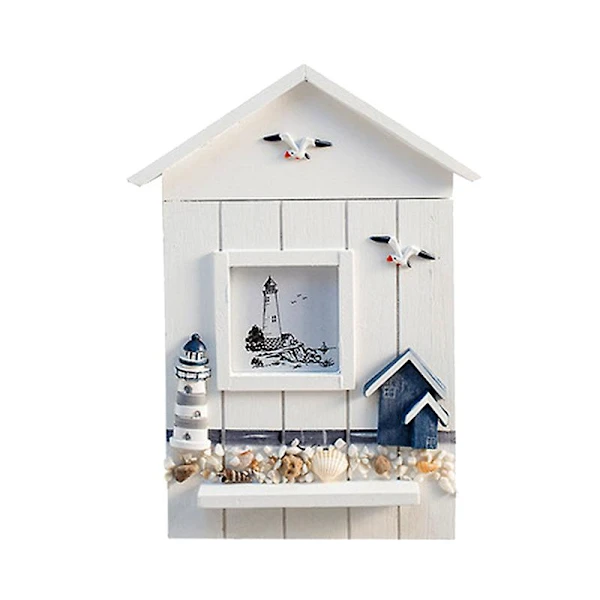 Elegante Armário de Madeira para Chaves, Estilo Náutico, Porta chaves de Madeira, Caixa de Armazenamento, Armário da White BRILVIBERA