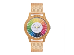 Reloj De Pulsera Unisex De Aleación Con Dial Redondo Analógico Cuarzo (oro Rosa)