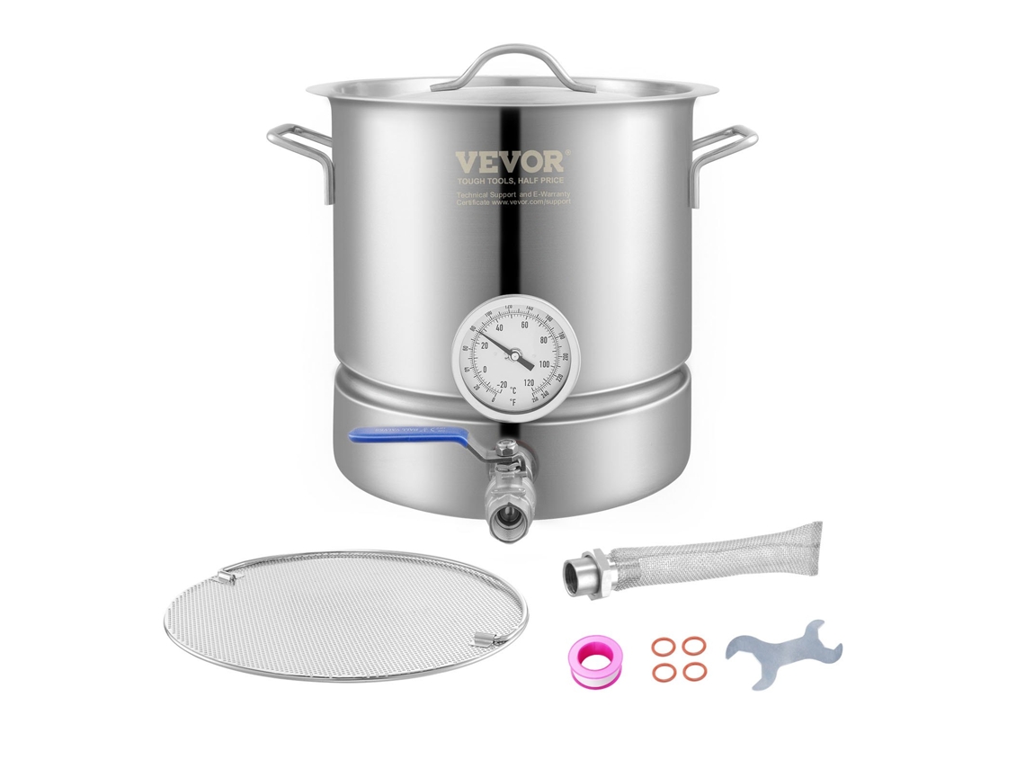 Chaleira de Aço Inoxidável Jarro de Cerveja de 5 Galões Três Bottom Beer Chaleira de Cerveja Suprimentos de Fabricação de Cerveja Caseira VEVOR