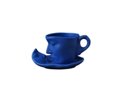 Copo e Prato de Café de Vaso Cerâmico 260ml Azul LAXISCREED