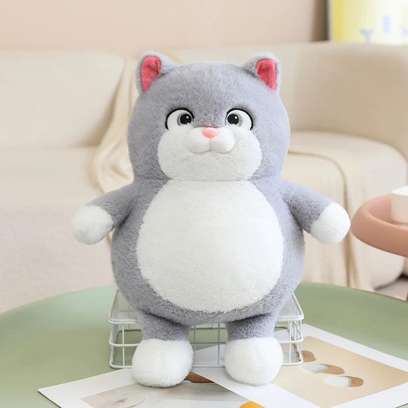 Almofada de Pelúcia Fofa de Gato Gordo de Desenho Animado MDUG (cinza, 40cm)