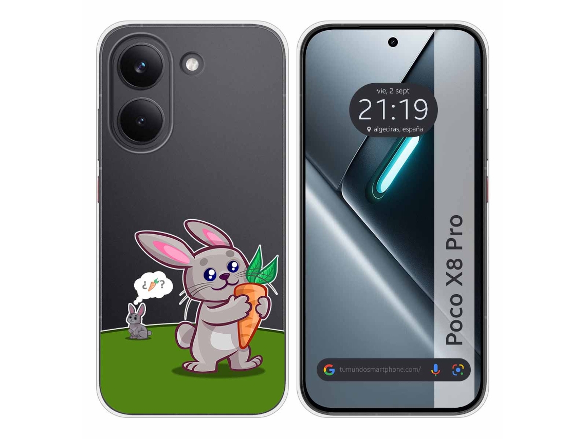 Capa Tumundosmartphone De Silicone Transparente Para Xiaomi Poco X8 Pro 5g Com Estampa De Coelho Em Estilo Desenho Animado