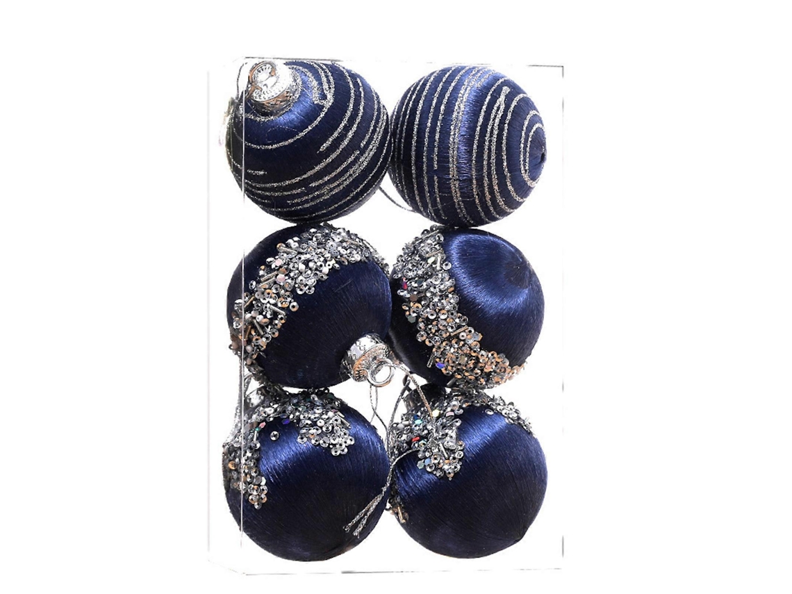 Bolas De Brinquedo Para Árvore De Natal Fruushop, 6 Peças, Brancas, Bolas Penduradas Multicoloridas. Olysi Shop