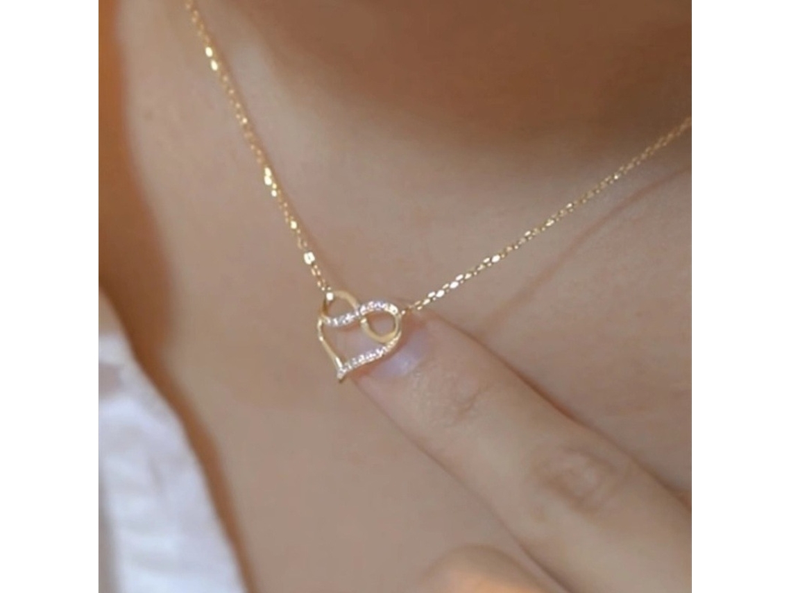 Colar em Prata de Lei 925 , Design Elegante de Coração, Simplicidade Sofisticada, Paixão Infinita, Ouro Rosa. MDUG (dourado)