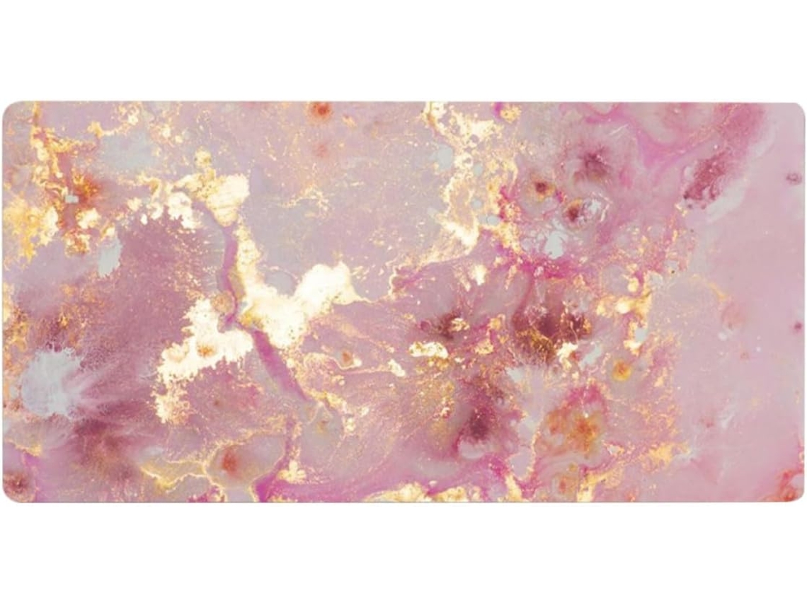 Tapete de Escritório de Grande Formato com Estampa de Mármore Rosa Dourado e Antiderrapante. SFUSHOS