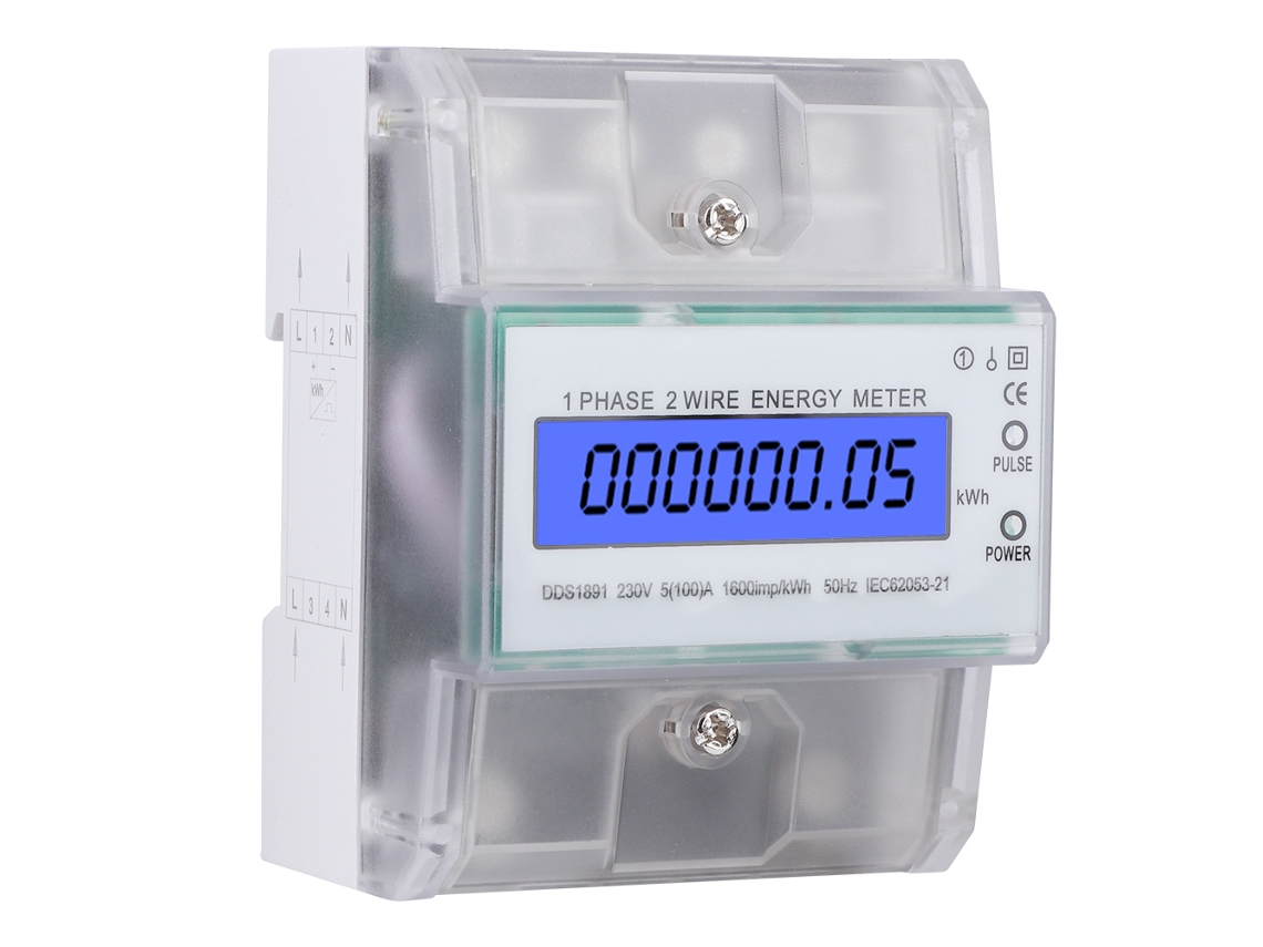 Contador De Energia Monofásico Din Rail 4p Com Tela Lcd E Capa Transparente