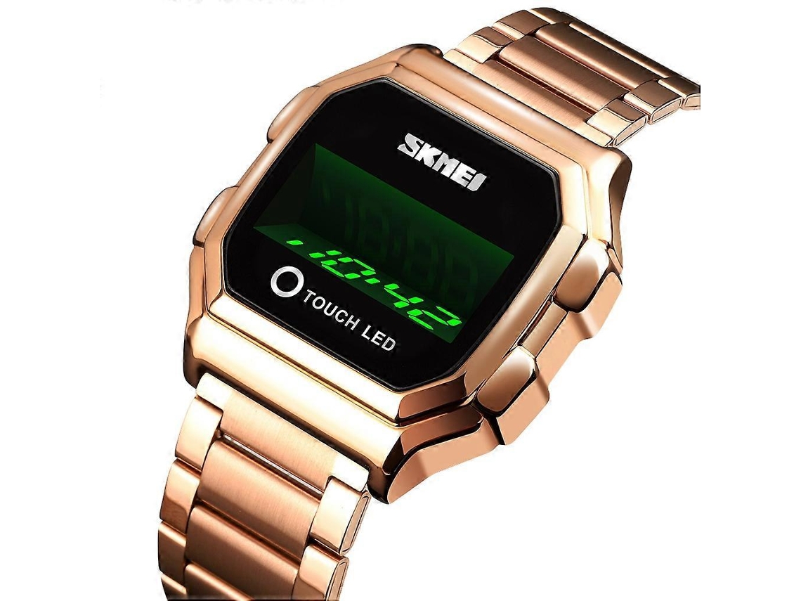 Relógio Eletrônico Skmei 1650 Com Pulseira De Aço, Display Digital Led E Botões Luminosos Sensíveis Ao Toque.