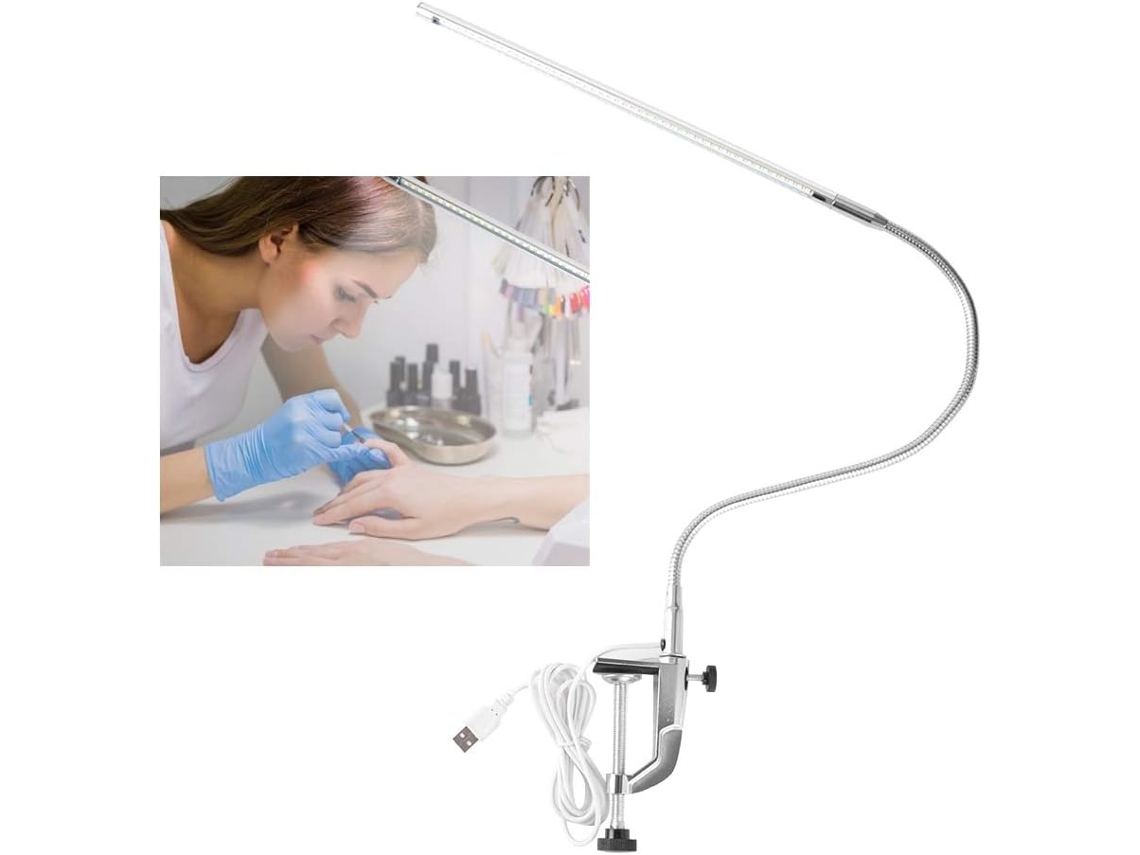Luminária De Mesa Led Com Clipe Zyyini, Ideal Para Manicure, Leitura E Tatuagem Possui Braço Longo Giratório Multiângulo