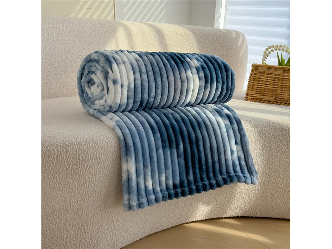 Manta de Flanela Fansu com Estampa Tie dye Felpuda Listrada para Cama Ou Sofá Fofa Quente Macia e Grossa Todas