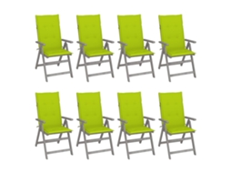 Vidaxl Cadeiras Jardim Reclináveis C/ Almofadões 8 Pcs Acácia Cinzento
