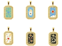 12 Conjuntos De Hangers De Tarot Em Aço Inoxidável Para Joias