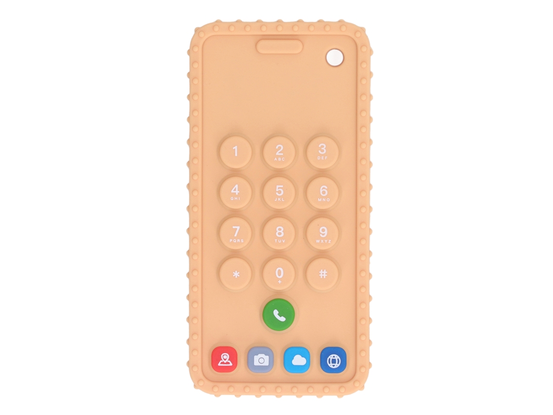 Mali chupeta em Forma de Telefone Silicone Macio Brinquedo Sensorial com Cores Vibrantes Amarelo