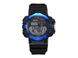 Relógio masculino casual para estudantes com pulseira de silicone à prova d'água, azul.