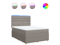 Conjunto 1 Cama Box Spring Vidaxl Marrom-acinzentado Tecido (190 X 144 X 140.5 Cm)