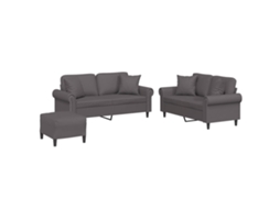 Maison Exclusive - 3 Pcs Conjunto De Sofás Com Almofadas Couro Artificial Cinzento