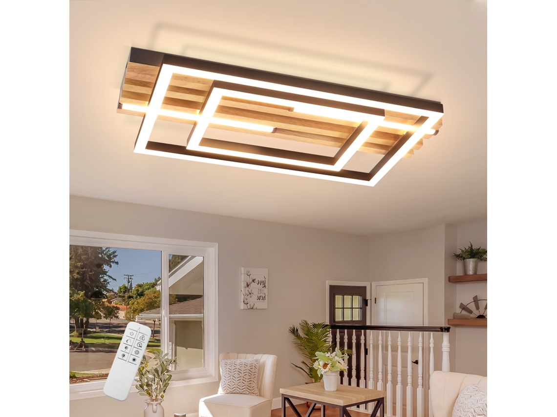 Luminária De Teto Led Nettlife 34w 38cm Com Regulagem De Intensidade, Design Moderno E Quadrado Em Metal, Com Controle Remoto E Função