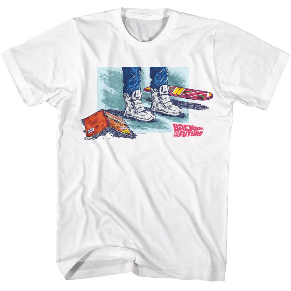 Unisex Adult T-shirt Rockinstone Back To The Future Movie Shoes Comic Hoverboard White Sizem