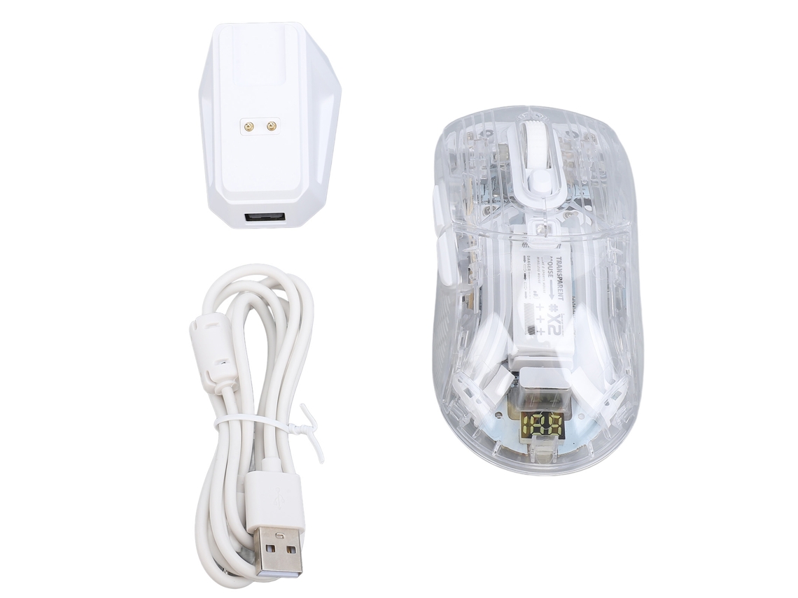 Mouse Gamer Sem Fio Transparente Com Rgb