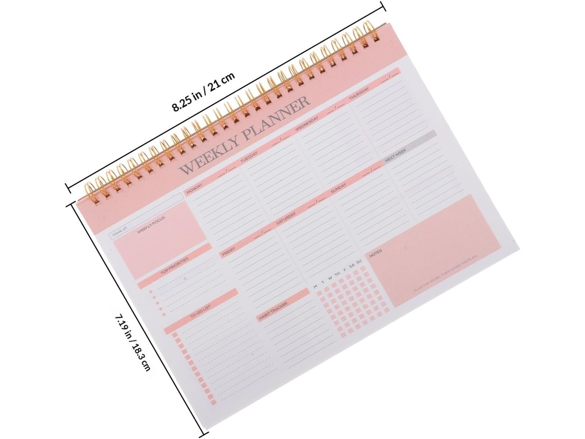 Agenda Hebdomadaire Non Daté B5 Em Espiral Em Papel Rosa