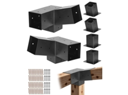 Kit De Suportes Inclinados Para Pérgula 10 X 10 Cm 3 Vias 6 Unidades Preto Vevor