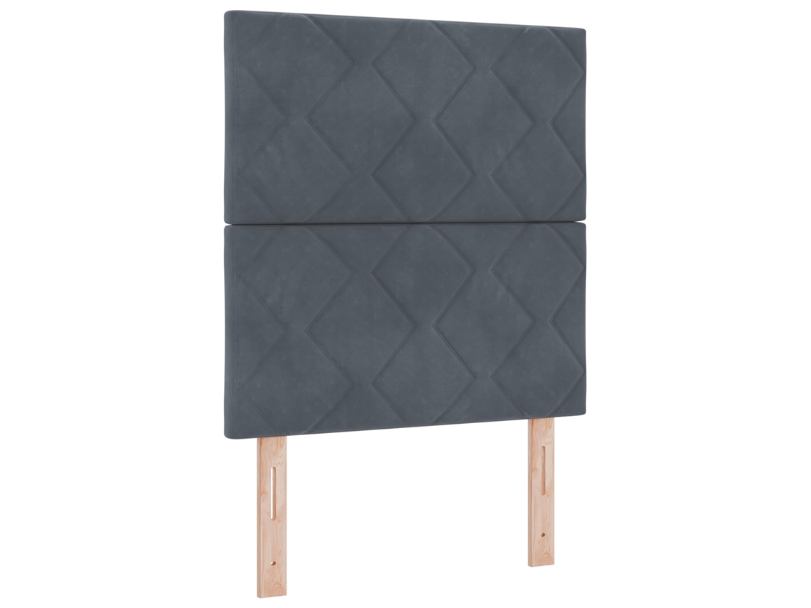 Cabeceira Led  Blocos De Diamante Cinza Escuro Vidaxl Em Veludo (135 X 190 Cm)