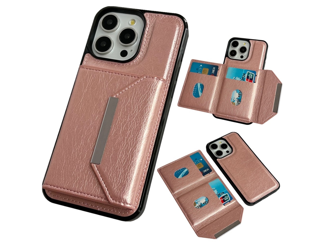 Suporte Casa Para Iphone 14 Pro Max Pele Sintética Rosa