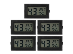 Conjunto De 5 Termômetros E Higrômetros Lcd Mini Para Uso Interno Em Casa, Medidores De Temperatura E Umidade, Preto
