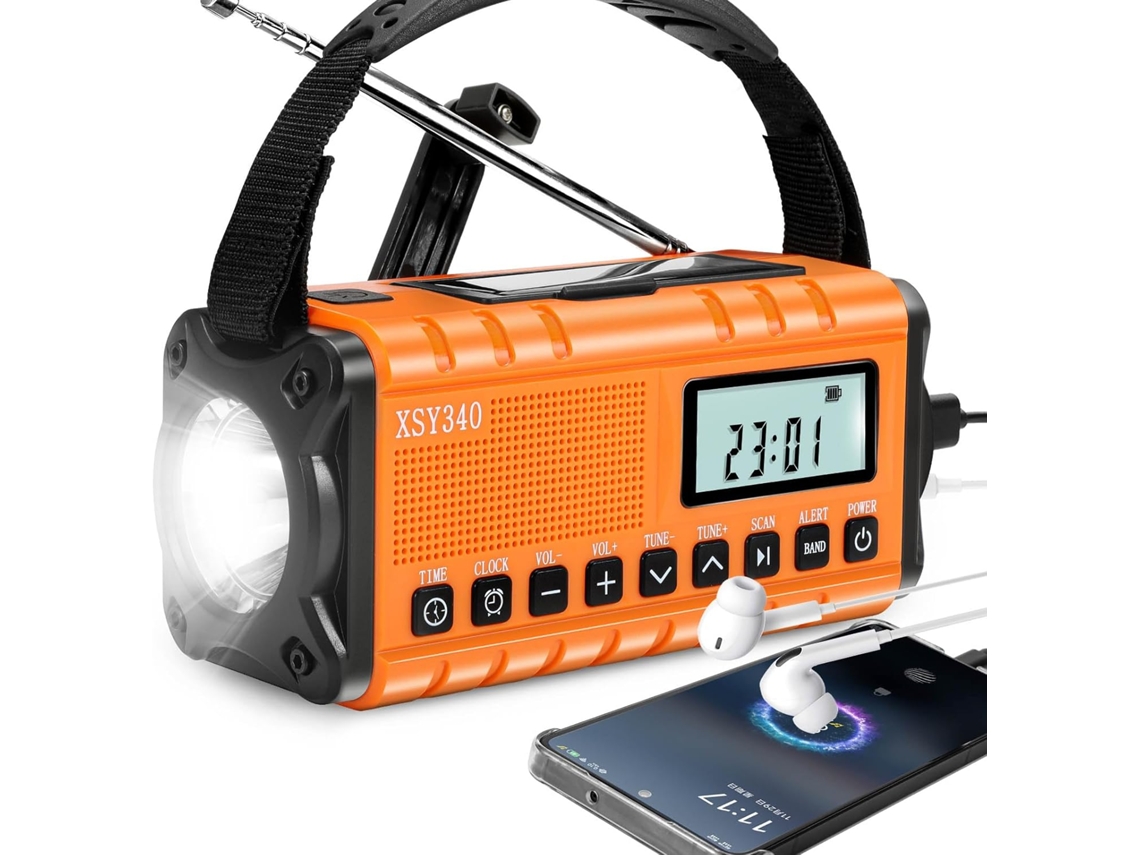 Rádio Com Alerta Meteorológico, Energia Solar E Manivela Noaa/am/fm, Bateria De 10000mah, Lanterna E Luz De Leitura Led, Alarme Sos. Brilvibera