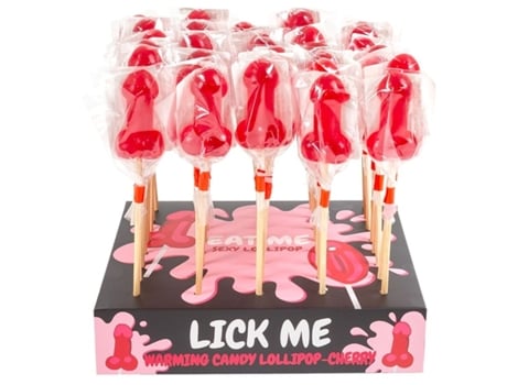 Secretplay - Expositor Piruleta Pene Caramelo Cereza Con Efecto Calor Picante (40 Unidades)