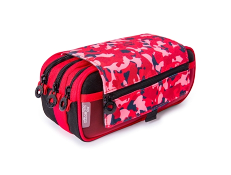 Estojo Triplo OFFICEBOX Camouflage (Vermelho - 22 x 11 x 9 cm - Poliéster)