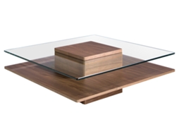 Mesa de Apoio ANGEL CERDÁ 2017 (Nogueira, vidro - 100 x 100 x 35 cm)